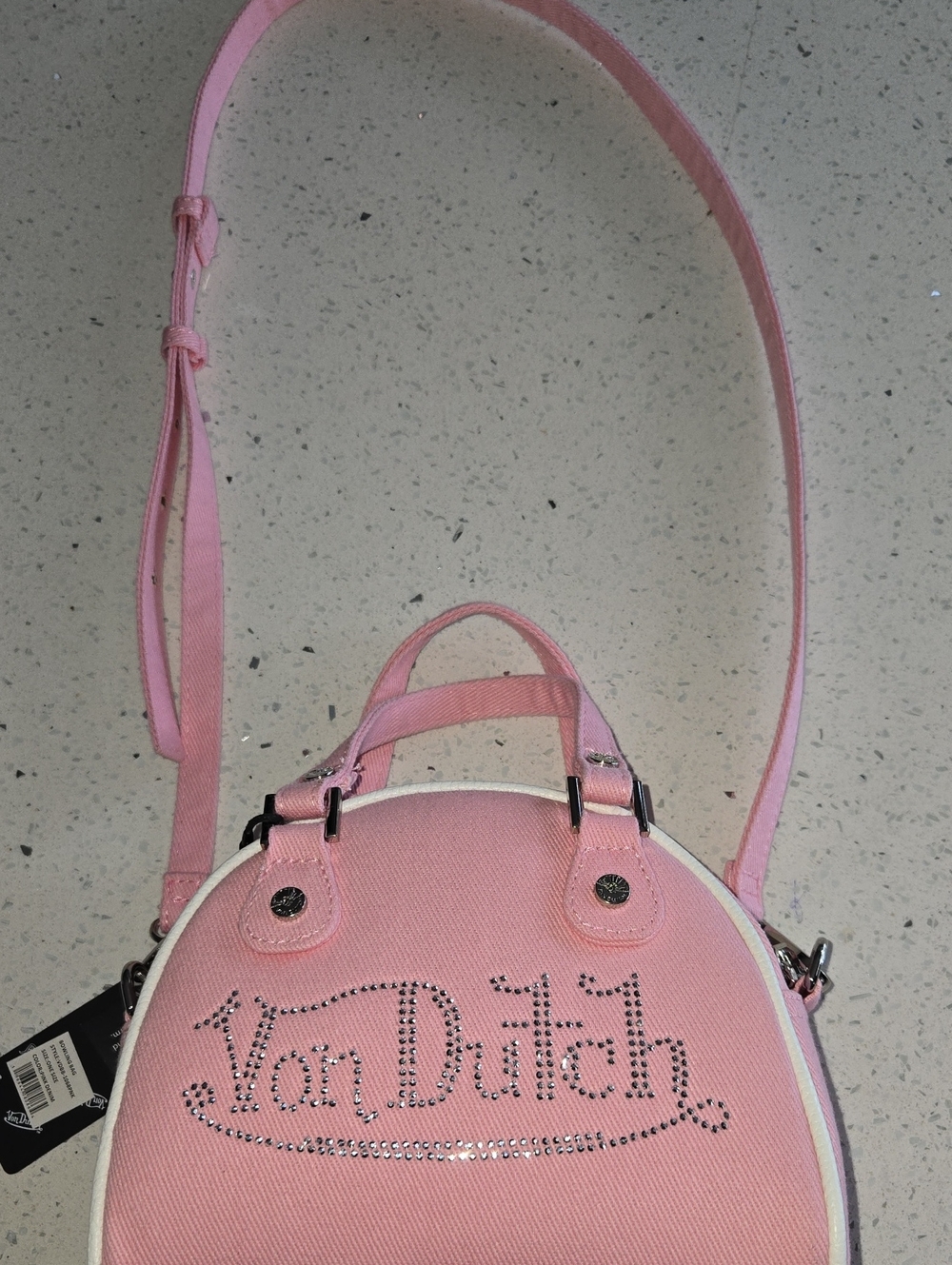 Von Dutch Pink Round Crossbody Bag with Top Handle